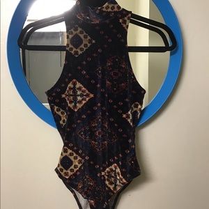 Topshop Velvet Mosaic Bodysuit